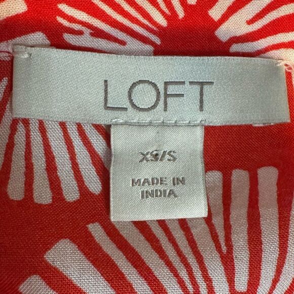 LOFT Red White Firework Print Long Open Duster Kimono Coverup. Size XS/S - Picture 7 of 11